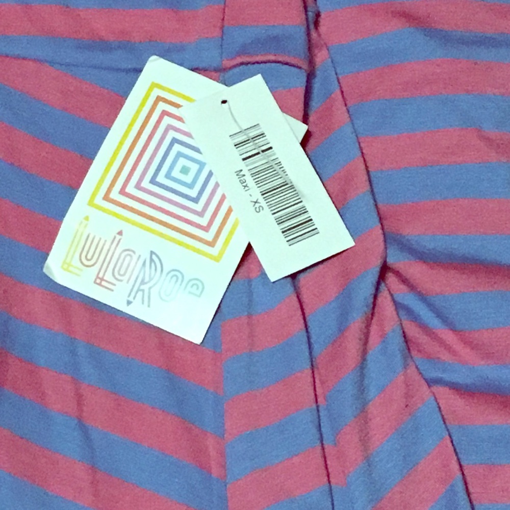 LuLaRoe Maxi baby blue & pink striped skirt